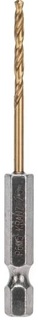 Сверло KRANZ KR-91-5501 по металлу, 2,5мм, Р6М5, ТИТАН, шестигранный хвостовик (1 шт. в упаковке) DIN 338