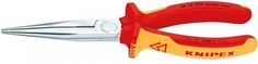 Длинногубцы Knipex KN-2616200 с режущими кромками VDE полукруглые прямые губки L-200мм диэлектрические хром.