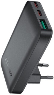 Зарядное устройство сетевое ACEFAST A100 ультра-тонкое, PD65 W Gan 2 USBC/1 USB-A Ultra-Thin Charger EU. Цвет: черный