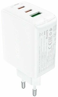Зарядное устройство сетевое ACEFAST A41 PD65W GaN (2*USB-C+USB-A) charger (EU). Цвет: белый