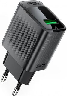 Зарядное устройство сетевое ACEFAST A90 QC18W GaN single USB-A charger с кабелем USB-C-USB-A. Цвет: черный