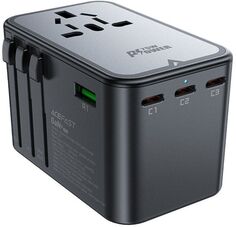 Зарядное устройство сетевое ACEFAST Z1 PD75W GaN (3*USB-C+2*USB-A) multifunctional charging adapter. Цвет: черно-серый