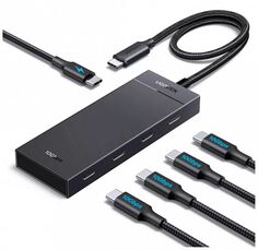 Концентратор UGREEN CM806 55334_ 5-in-1 USB-C 10Gbps To 4xUSB-C 3.2 With PD. Цвет: черный