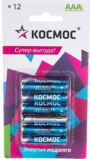 Батарейка Космос KOCLR03BL12 алкалиновые, 12 шт, ААА (LR03, R03, UM4)