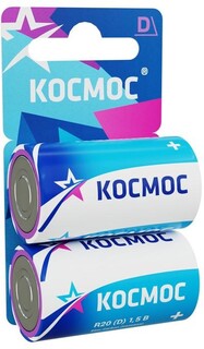 Батарейка Космос KOCR202BL солевые, 2 шт, D (LR20, R20, UM1)