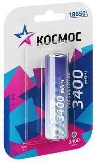 Аккумулятор Космос KOC18650Li-ion34UBL1 Li-ion, 18650, 3400 мАч, 1 шт