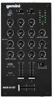 Микшер Gemini MXR-01BT 2х канальный DJ микшер с Bluetooth; 4xRCA phono/линейные входа; 1/4" микрофонный вход, 1/4" выход на наушники