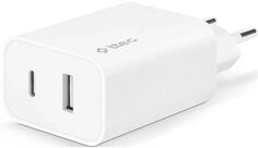 Зарядное устройство сетевое TTEC 2SCS25B SmartCharger Duo USB-C+USB-A Travel 2.4A. Цвет: белый