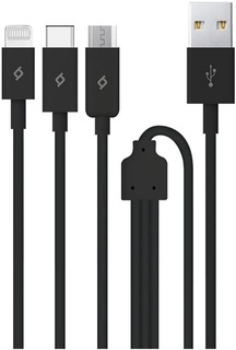 Кабель интерфейсный TTEC 2DK7521S тройной/Data Mini Type-C/Lightning/Micro USB. Длина: 120 см. Цвет: черный
