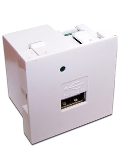 Модуль Lanmaster LAN-EZ45x45-1U/R2-WH для USB-зарядки, 1 порт, 45x45, белый