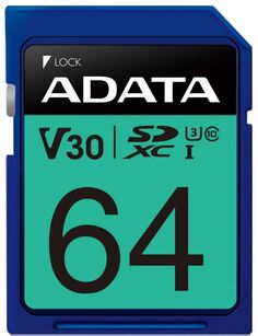 Карта памяти 64GB ADATA ASDX64GUI3V30S-R Premier Pro SDXC Class 10 UHS-I U3 V30S 95/60 MB/s