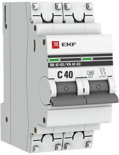 Автоматический выключатель EKF mcb4763-2-40C-pro модульный 2п C 40А 4.5кА ВА 47-63 PROxima