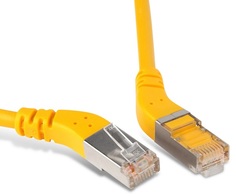 Кабель патч-корд F/UTP 6 кат. 5м. Hyperline PC-APM-STP-RJ45/R45-RJ45/R45-C6-5M-LSZH-YL угловой, экранированный, правый 45°-правый 45°, LSZH, желтый
