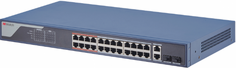 Коммутатор HiWatch SWT-1326P управляемый, 24*10/100M RJ45 PoE-порт, 2*1000M комбо-порт, 802.3af/at, бюджет PoE 370Вт, поддержка режима передачи до 300