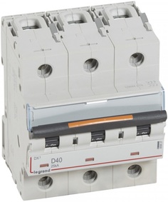 Автоматический выключатель Legrand 409837 DX³ 25 кА - тип характеристики D, 3П, 400 В~, 40 А, 4,5 модуля