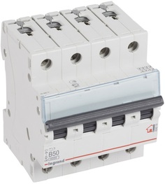 Автоматический выключатель Legrand 404019 TX³ 6000 - 6 кА - тип характеристики B, 4П, 400 В~, 50 А, 4 модуля