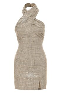 Платье из вискозы и хлопка с отделкой стразами Giuseppe di Morabito