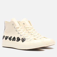 Кеды Converse x Comme des Garcons Play Chuck 70 Multi Heart Hi, цвет бежевый
