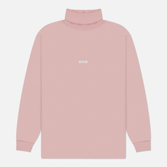 Мужской лонгслив MSGM Micrologo Print Turtle Neck, цвет розовый