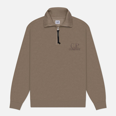 Мужская толстовка C.P. Company Reverse Brushed & Emerized Diagonal Fleece Mixed Half Zipped, цвет серый