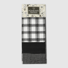 Набор полотенец кухонных Homelines textiles черно-белый 3шт 40х60 см