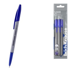 Набор шариковых ручек Erich Krause Slender Stick Grey, Super Glide Technology, цвет чернил синий, 4 шт