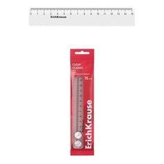 Линейка Erich Krause Clear с волнистым краем пластиковая 15 см
