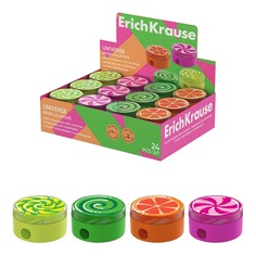 Точилка пластиковая Erich Krause Universe Neon Lollipops с контейнером в ассортименте
