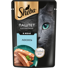 Влажный корм для кошек Sheba с лососем, нежный паштет в желе 75 г