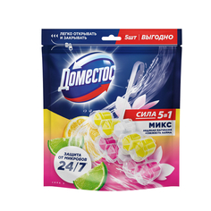 Блок для унитаза Доместос Микс Свежесть лайма 2х50 г + Ледяная магнолия 3х50 г