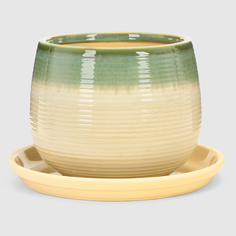 Горшок для цветов с поддоном Viet Thanh плетеный серый/бежевый d21