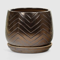 Горшок для цветов с поддоном Viet Thanh бронза узор d25