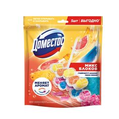 Блок для очищения унитаза Доместос свежесть цитруса и цветочный букет /3x50+2x50/г