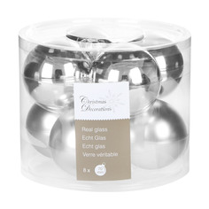 Набор шаров в тубе Kaemingk 7см 8шт серебряное стекло