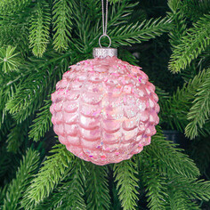 Игрушка ёлочная Yancheng Shiny шар стеклянный розовый с орнаментом 8 см