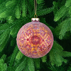 Игрушка ёлочная Yancheng Shiny шар стеклянный с золотистым узором 10 см