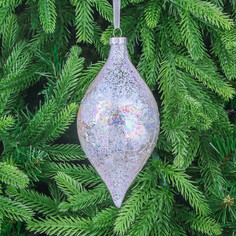 Шар стеклянный Yancheng Shiny белый с блестками 8x16 см