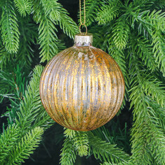 Игрушка ёлочная Mercury NY шар стеклянный с золотым орнаментом 8 см Yancheng Shiny