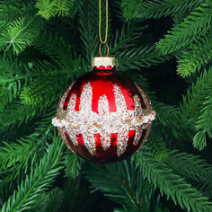 Игрушка ёлочная Yancheng Shiny шар стеклянный красный с бисером 6,7 см