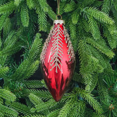 Шар стеклянный Yancheng Shiny красный с золотым узором