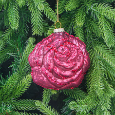 Шар стеклянный Yancheng Shiny бордовый цветок 4,5x10 см