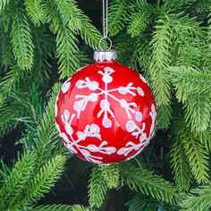 Шар стеклянный Yancheng Shiny с узором из снежинок 8 см