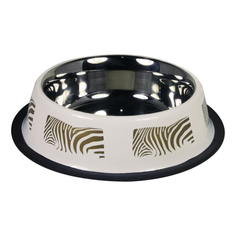 Миска для животных Foxie zebra бежевая, металл 700 мл