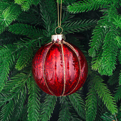 Шар стеклянный Yancheng Shiny красный с орнаментом 8 см