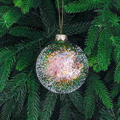 Шар стеклянный Yancheng Shiny новогодний с орнаментом 8 см