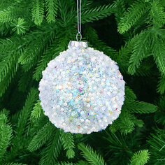 Игрушка ёлочная Yancheng Shiny шар стеклянный с разноцветным орнаментом 10х10 см