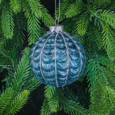 Шар стеклянный Yancheng Shiny новогодний синий 8 см