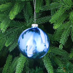 Игрушка ёлочная Yancheng Shiny стеклянная шар новогодний синий 8 см