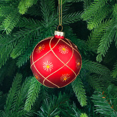 Игрушка ёлочная Yancheng Shiny стеклянная шар новогодний с золотистым узором