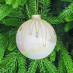 Игрушка ёлочная Yancheng Shiny Игрушка ёлочная Yancheng Shiny шар стеклянный с узором из блёсток серебристый 8 см